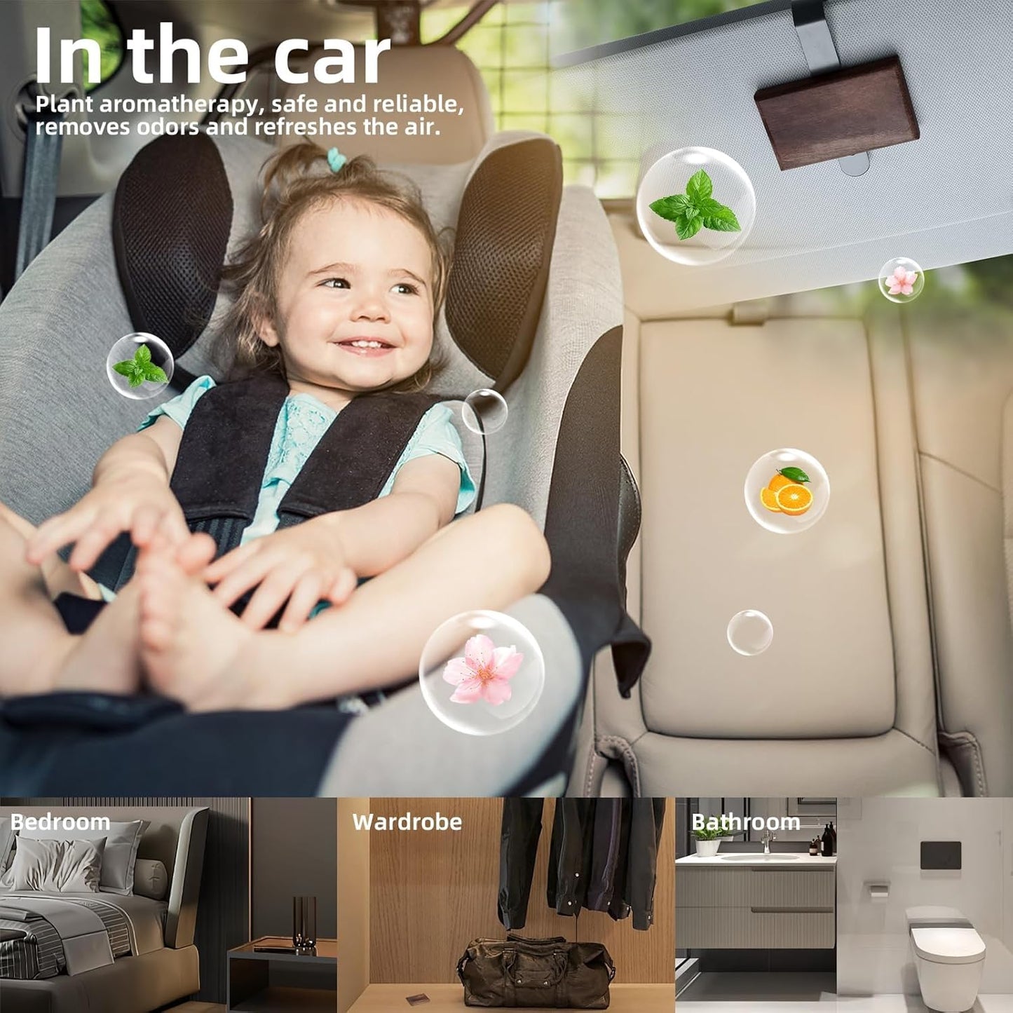 Air Freshener Small Wooden Diffuser Wood Block Aromatherapy Refill New Car Smell Set Car Odor Eliminator