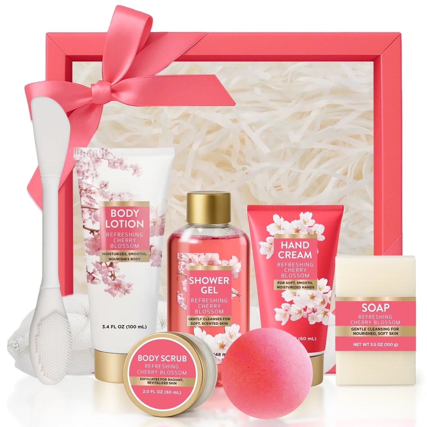 Bath Gift Sets for Women, 8 Pcs Cherry Blossom Christmas Birthday Gifts for Her