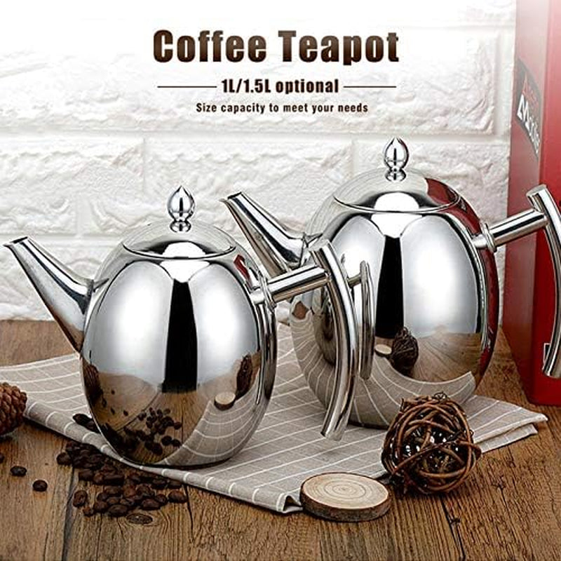 Tea Kettles, Stainless Steel Teapot Coffee Pot Kettle Stovetop Whistling Teakettle Teapot with Filter Large Capacity for Home, Cafe, Bar, Restaurant (1L/1000Ml)