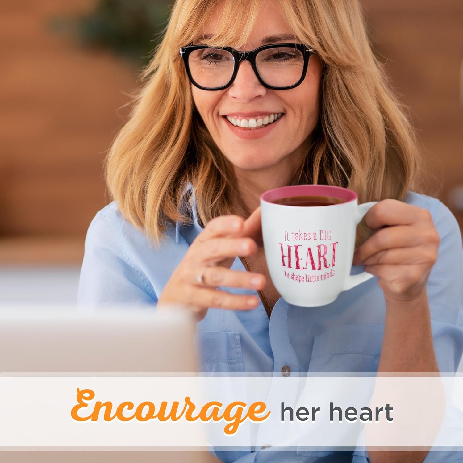 Pink Ceramic Coffee Mug – 14 Oz. Lead and Cadmium-Free Inspirational Scripture Coffee and Tea Mug for Teachers with Bible Verse: Let All You Do Be Done in Love – Corinthian 16:14