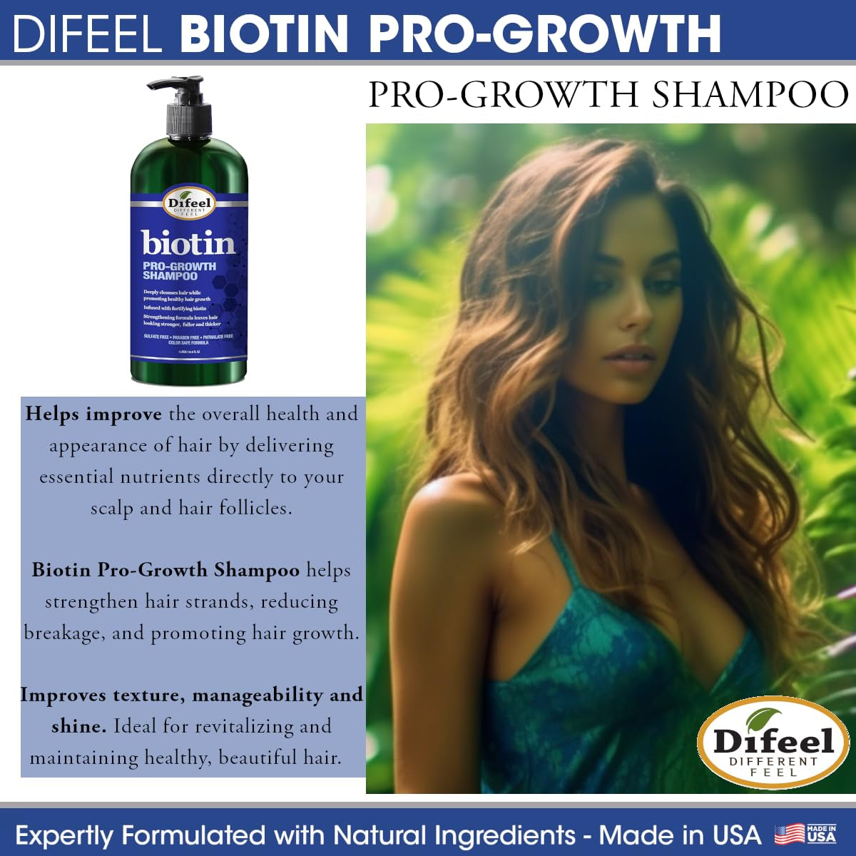 Biotin Pro-Growth 4-PC Hair Care Gift Set - Shampoo (12Oz), Conditioner (12Oz), Hair Oil (7Oz), and Hair Mask (12Oz)