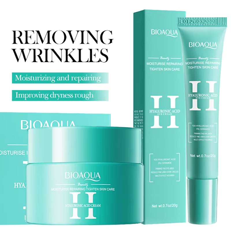 BIOAQUA Hyaluronic Acid Skin Care Sets Moisturizing Face Cream Anti-Aging Wrinkle Dark Circles Eye Cream Travel Size Skin Care