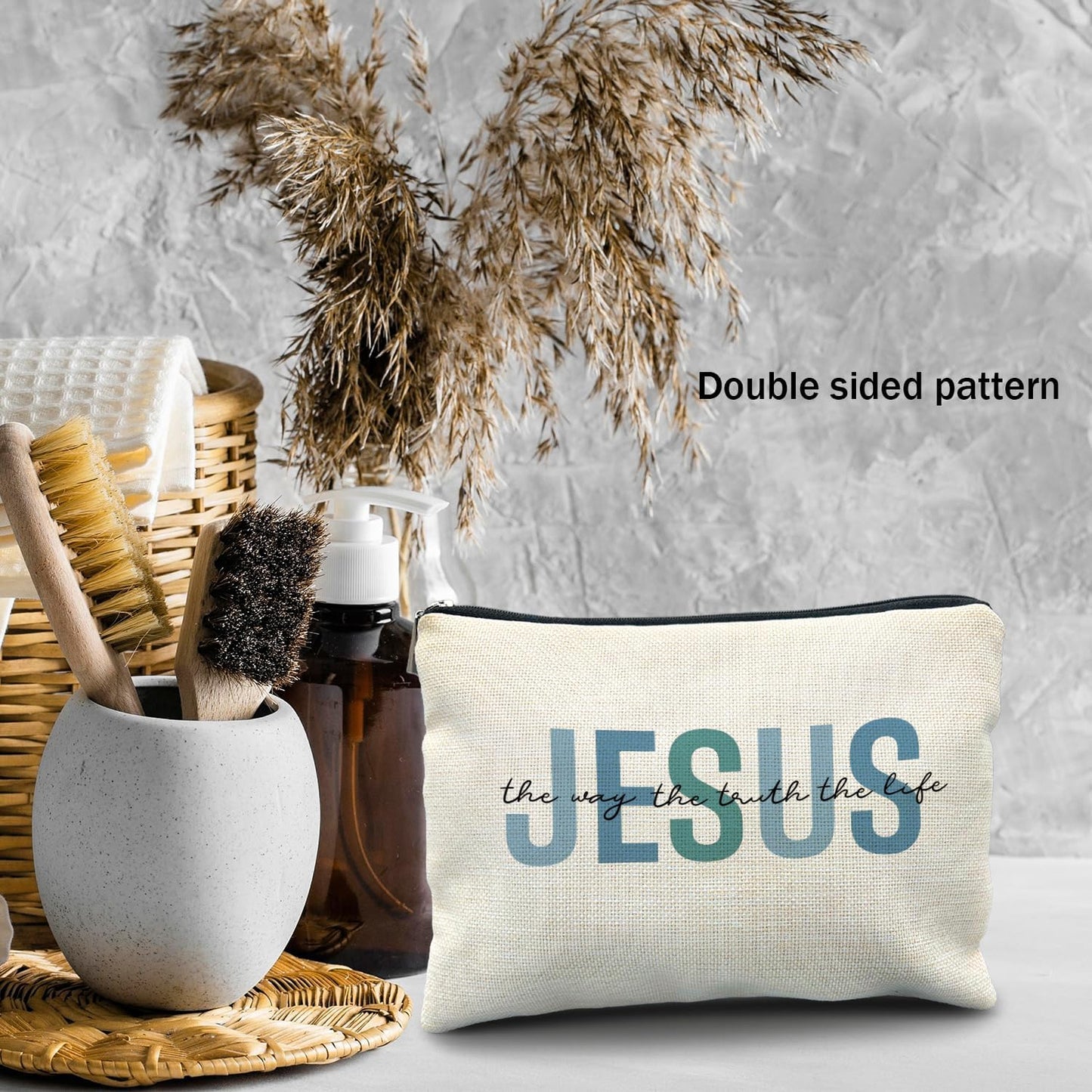Christian Makeup Bag - Jesus Cosmetic Bag, Christian Gifts for Women & Girls, Inspirational Gifts, Bible Verse Bag