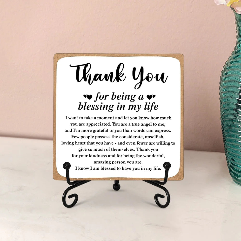 Gratitude Wooden Plaque, Heartfelt Thank You Gift for Women, Men, Friends, and Mom, Desk Decor for Family, Coworkers, Teachers, and Loved Ones