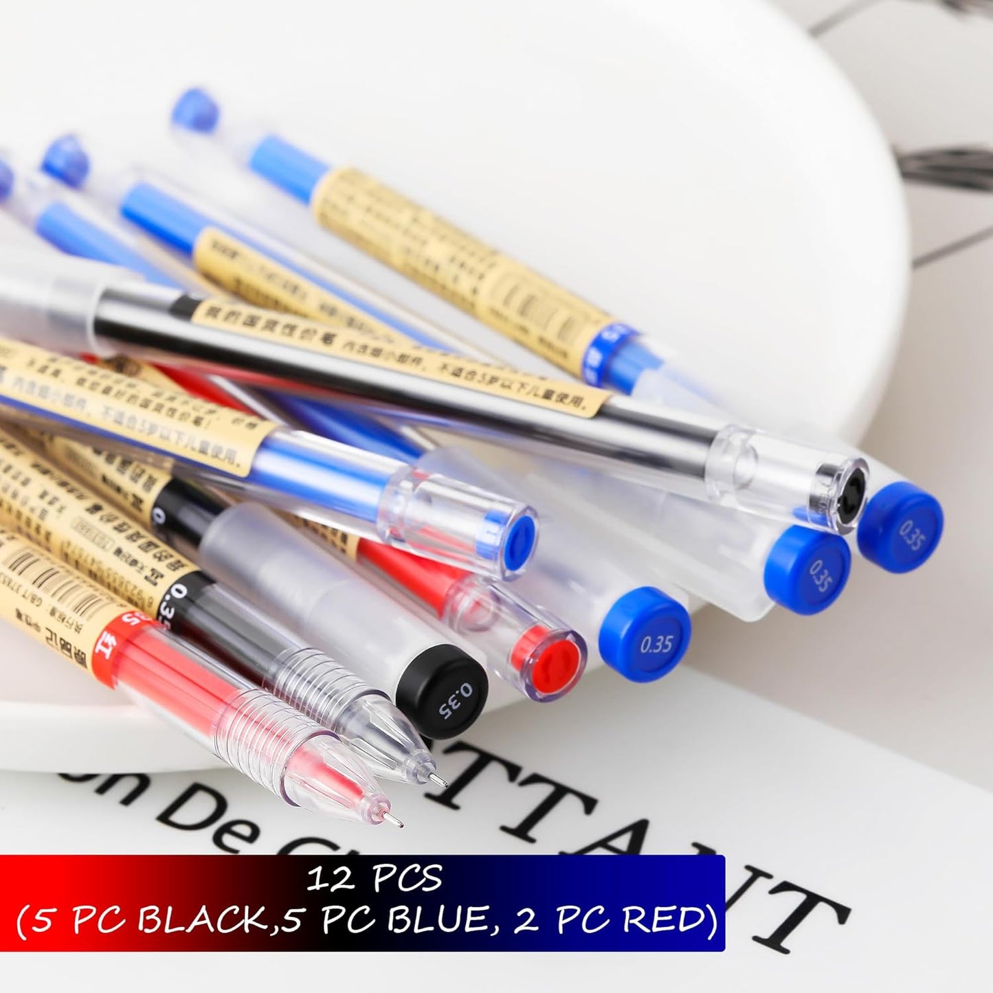 Japanese Gel Ink Pens 0.35Mm Extra Fine Point Rollerball Black Blue Red Set