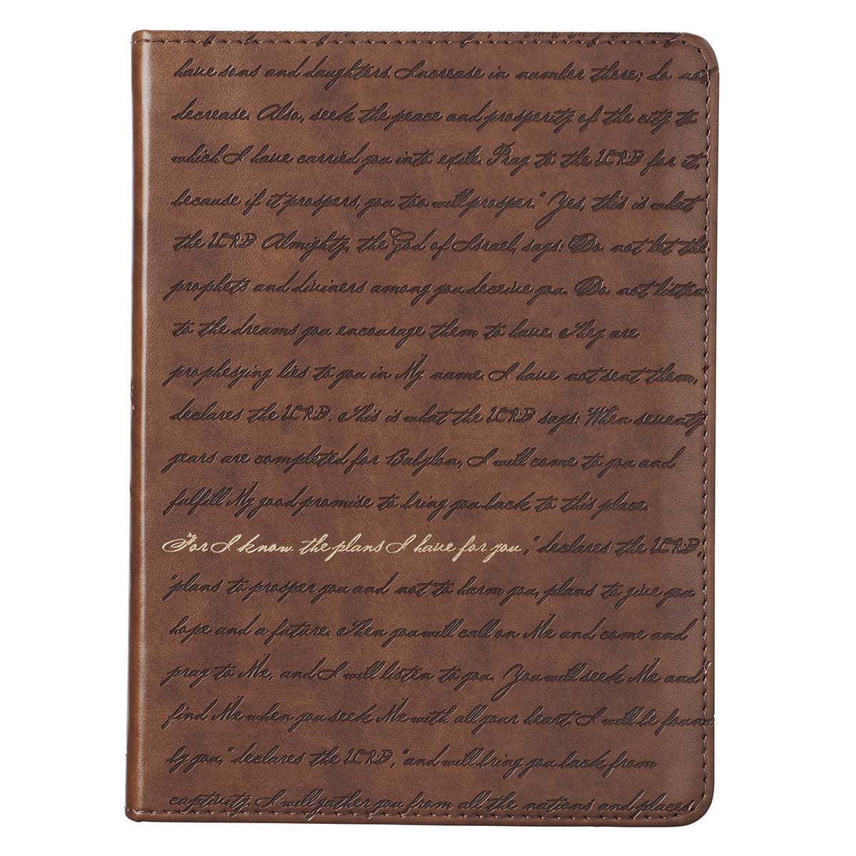 Classic Handy-Sized Journal for I Know the Plans Jeremiah 29:11 Bible Verse Inspirational Scripture Notebook W/Ribbon, Faux Leather Flexcover 240 Ruled Pages, 5.7" X 7", Brown