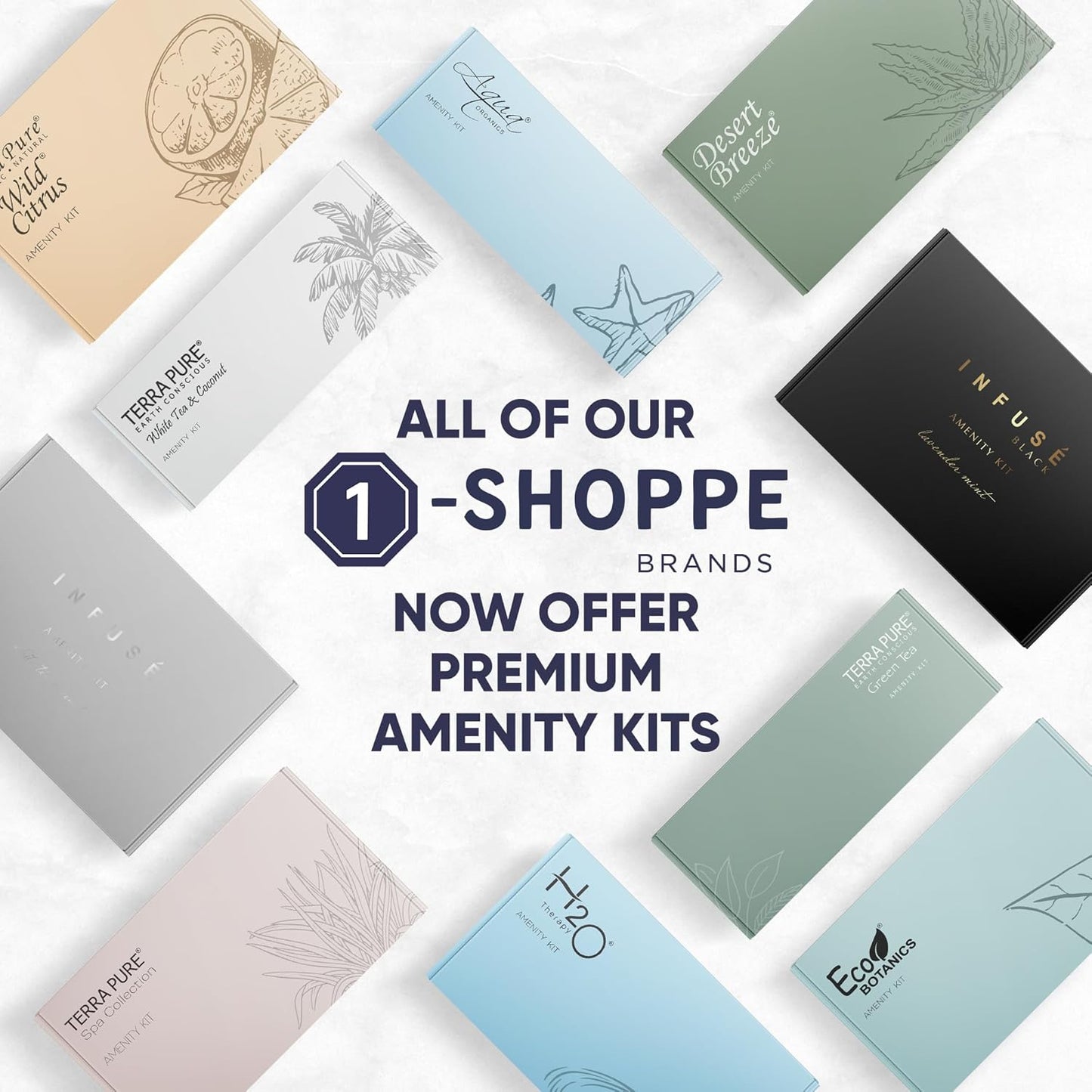 Spa Collection Amenity & Accessory Kit |0.85 Oz Travel Size Shampoo, Conditioner, Lotion, Body Wash, 2 Soap Bars, Shave & Dental Sets, Make-Up Remover Wipes, & Vanity Kit | 15 Sets/Case