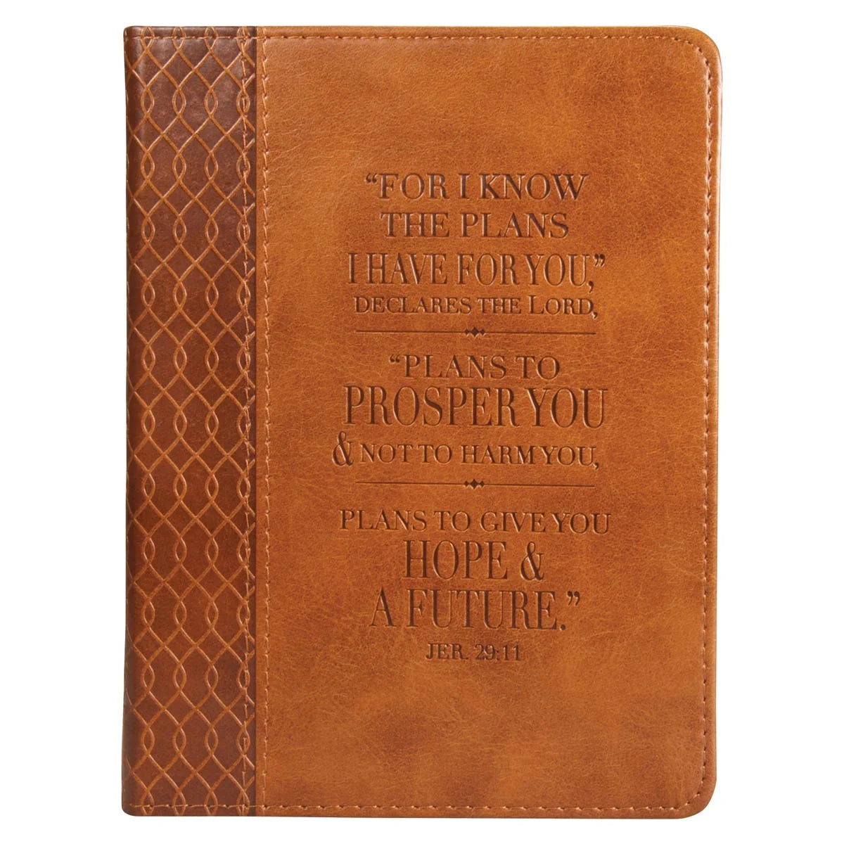 Classic Handy-Sized Journal for I Know the Plans Jeremiah 29:11 Bible Verse Inspirational Scripture Notebook with Ribbon 240 Ruled Pages, 5.7" X 7", Tan