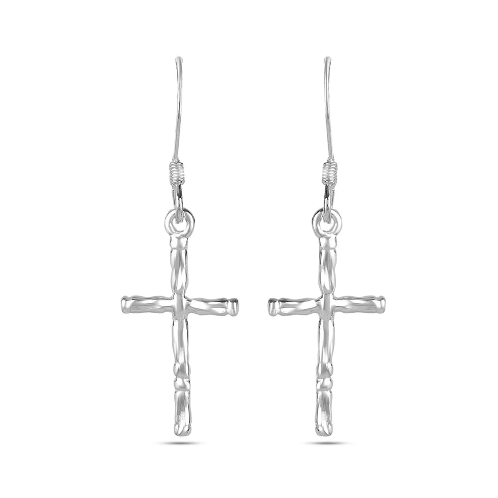 925 Sterling Silver Fishhook Cross Drop Dangle Earrings Jewelry Gifts for Women and Teen 35MM