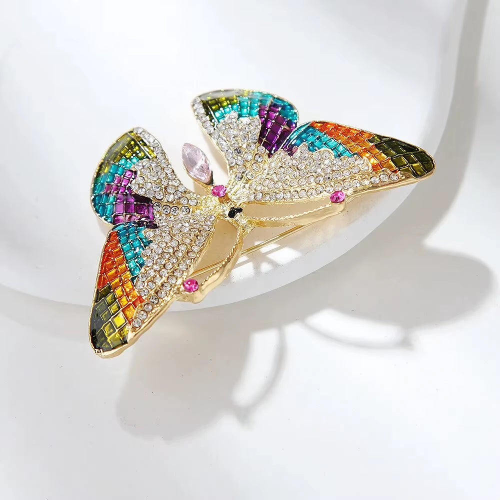 Trendy Multicolour Alloy Butterfly Brooches for Women Metal Crystal Insect Brooch Party Birthday Winter Jewelry
