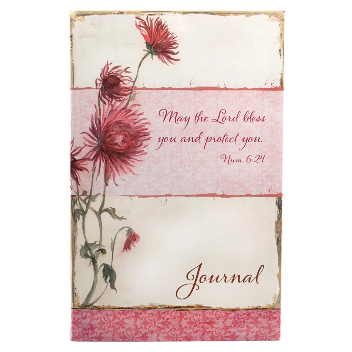 Scripture Journal May the Lord Bless You Numbers 6:24 Bible Verse Pink Floral Inspirational Notebook,128 Ruled Pages Flexcover 5.5” X 8.5”
