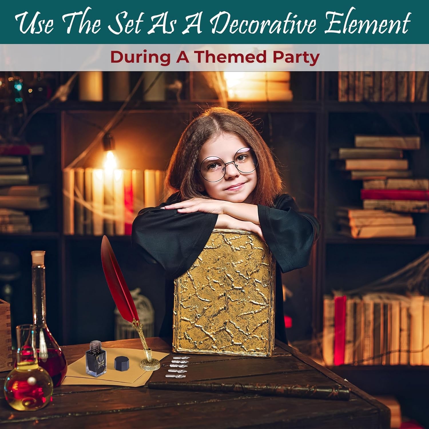 Feather Quill Pen and Ink Set - Calligraphy Dip Pen Antique Feather Pen Set