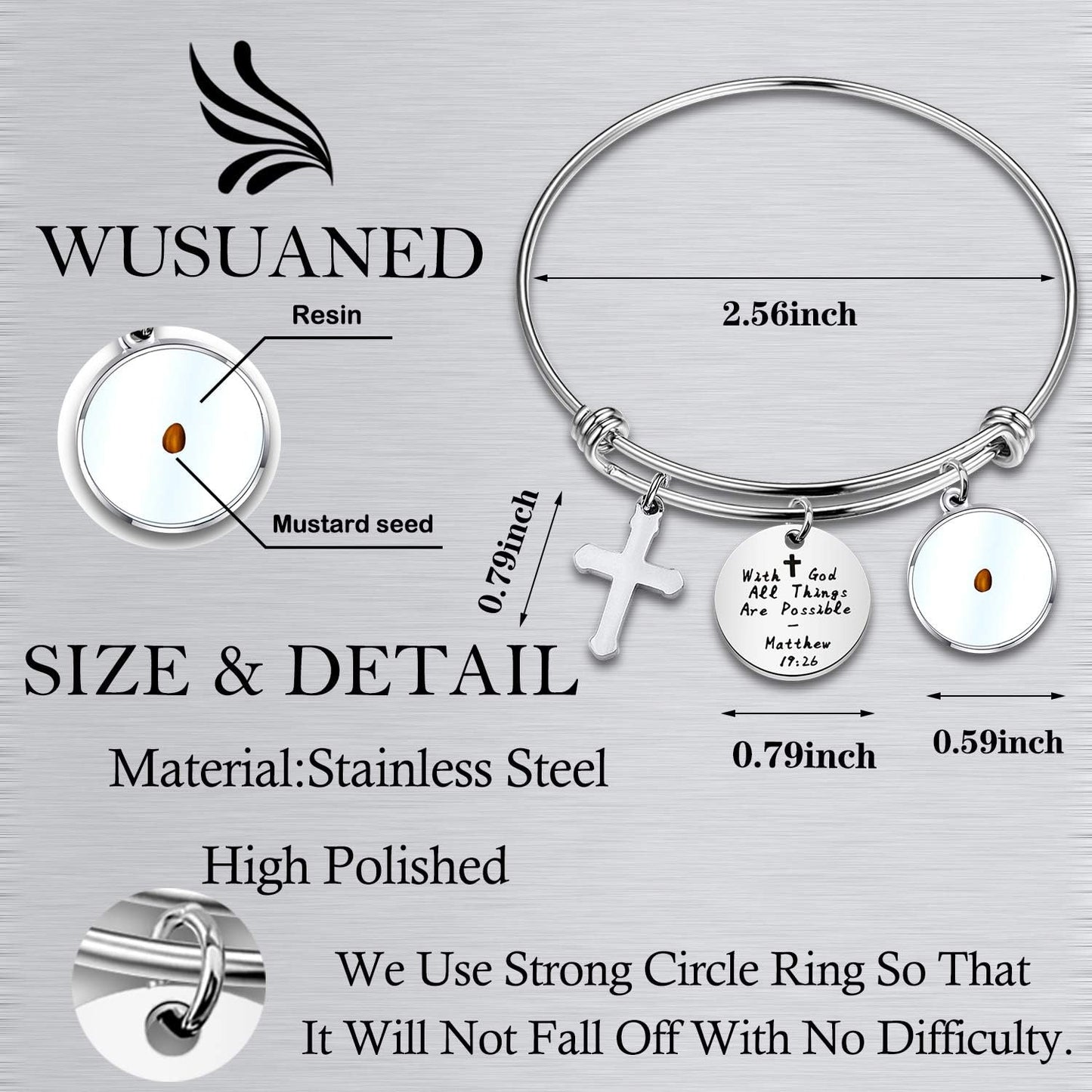 Mustard Seed Bible Verse Bracelet with God All Things Are Possible Religious Faith Jewelry Christian Gifts for Women Girls