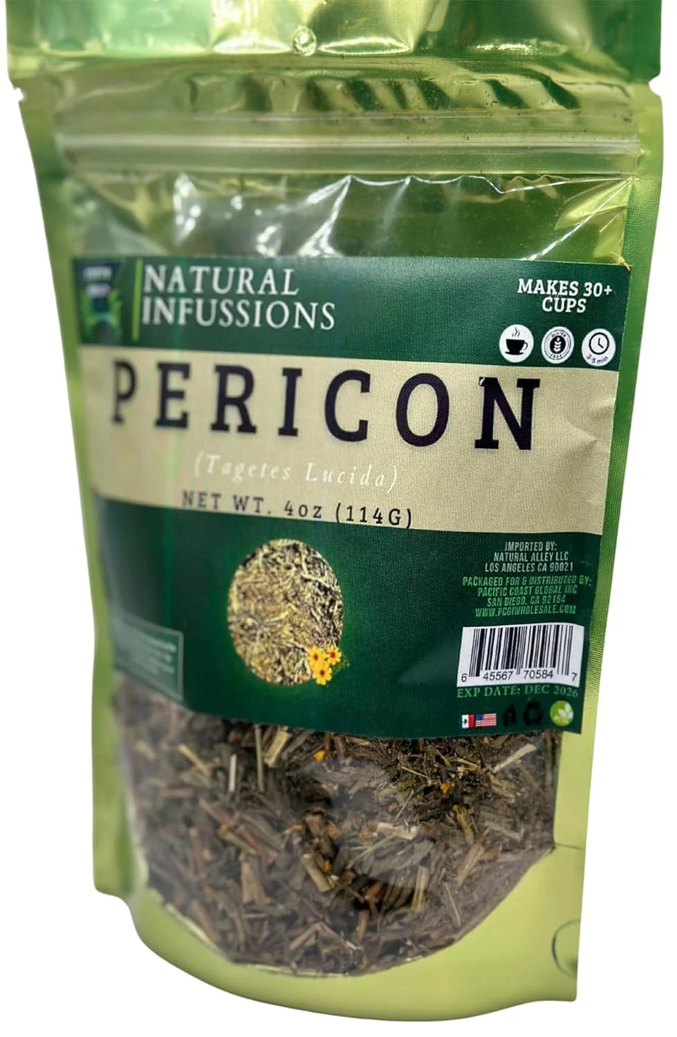 Pericon (Yerbanis) Herbal Tea 4 Oz (114Gr), Resealable Bag 100% All Natural Fresh Tea