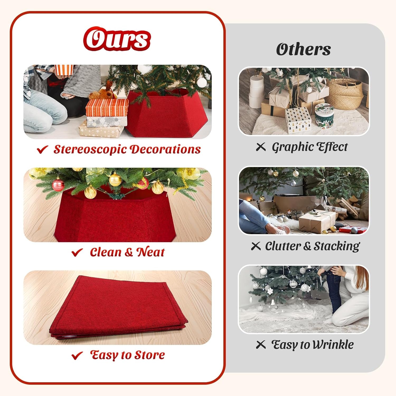 Foldable 26'' Christmas Tree Skirt for Artificial Trees and Holiday Decor