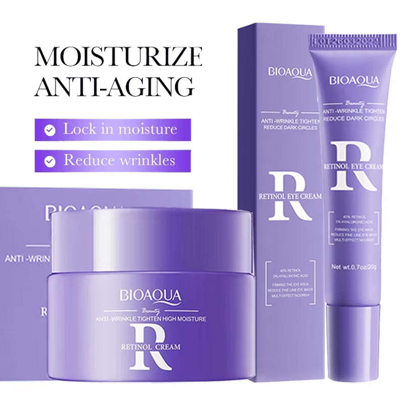 BIOAQUA Hyaluronic Acid Skin Care Sets Moisturizing Face Cream Anti-Aging Wrinkle Dark Circles Eye Cream Travel Size Skin Care