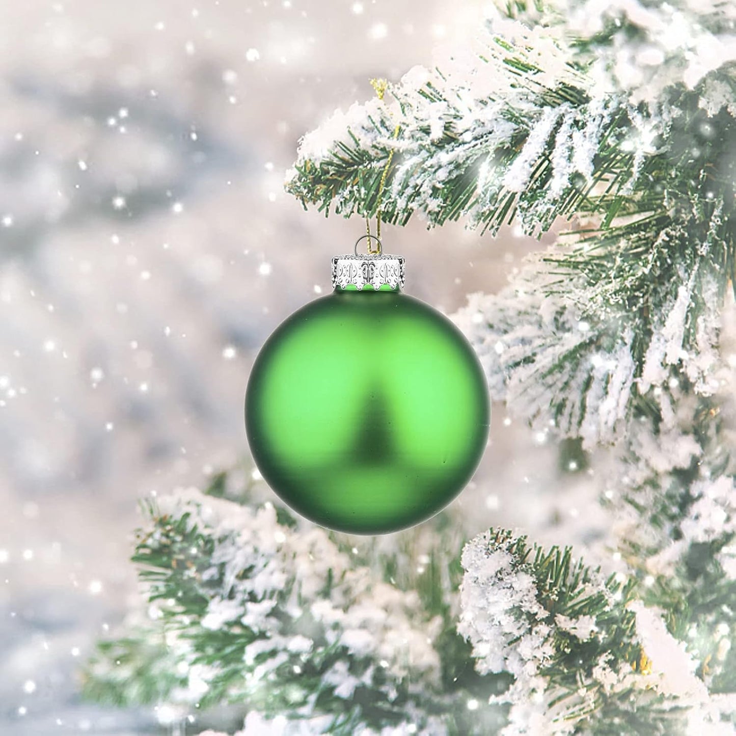 Set of 10 Green 2.64" Glass Christmas Ornaments for Holiday Decor