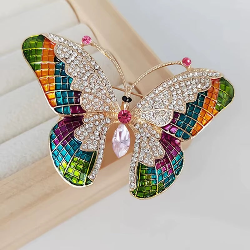 Trendy Multicolour Alloy Butterfly Brooches for Women Metal Crystal Insect Brooch Party Birthday Winter Jewelry
