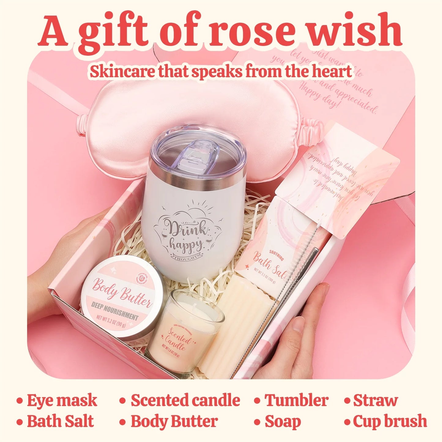 Spa Gift Sets for Women - 9Pcs Rose Bath Set, Mothers Day Gifts for Mom