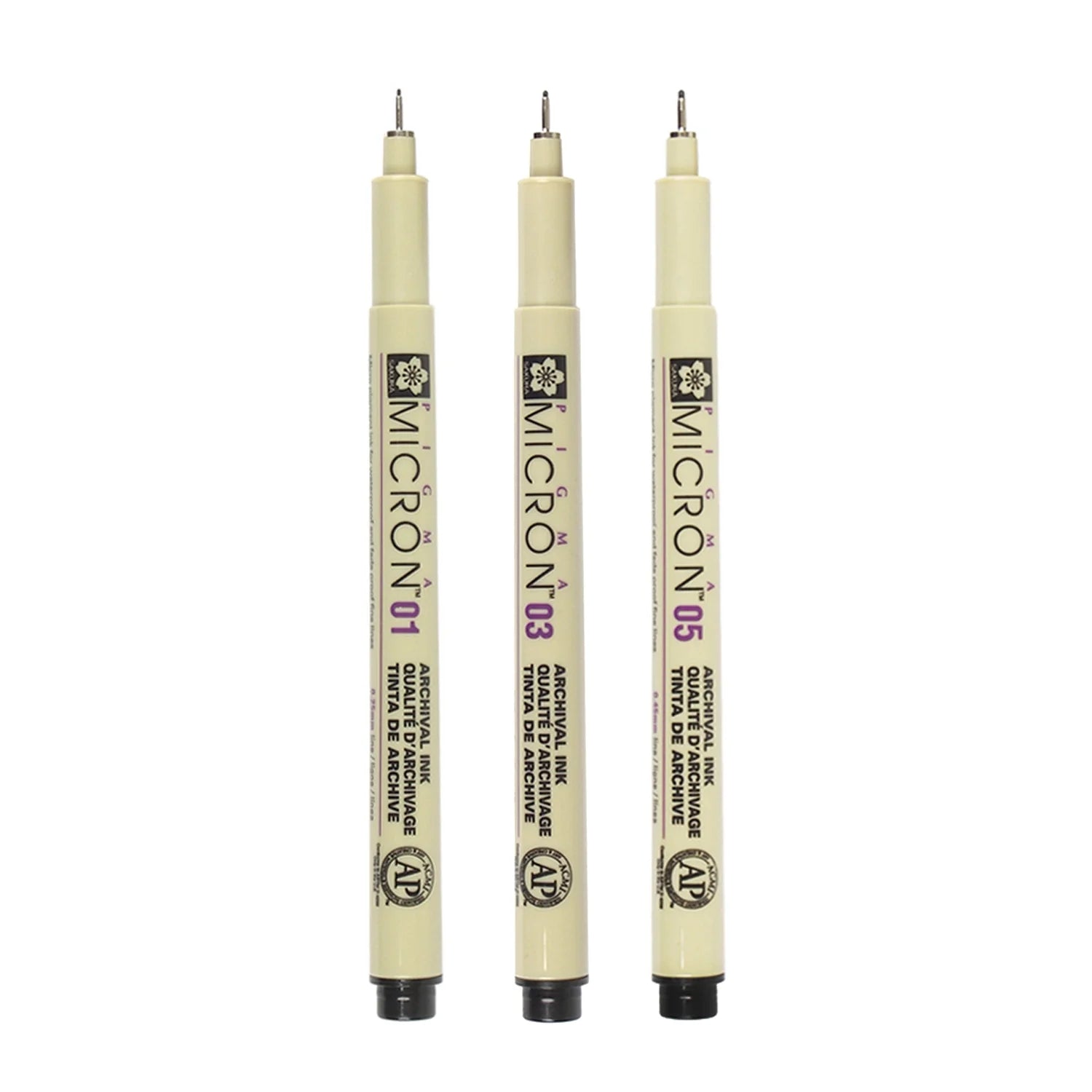 Pigma Micron Pens – 3 Count, Archival Ink, Fine Point (.25, .35, .45Mm)