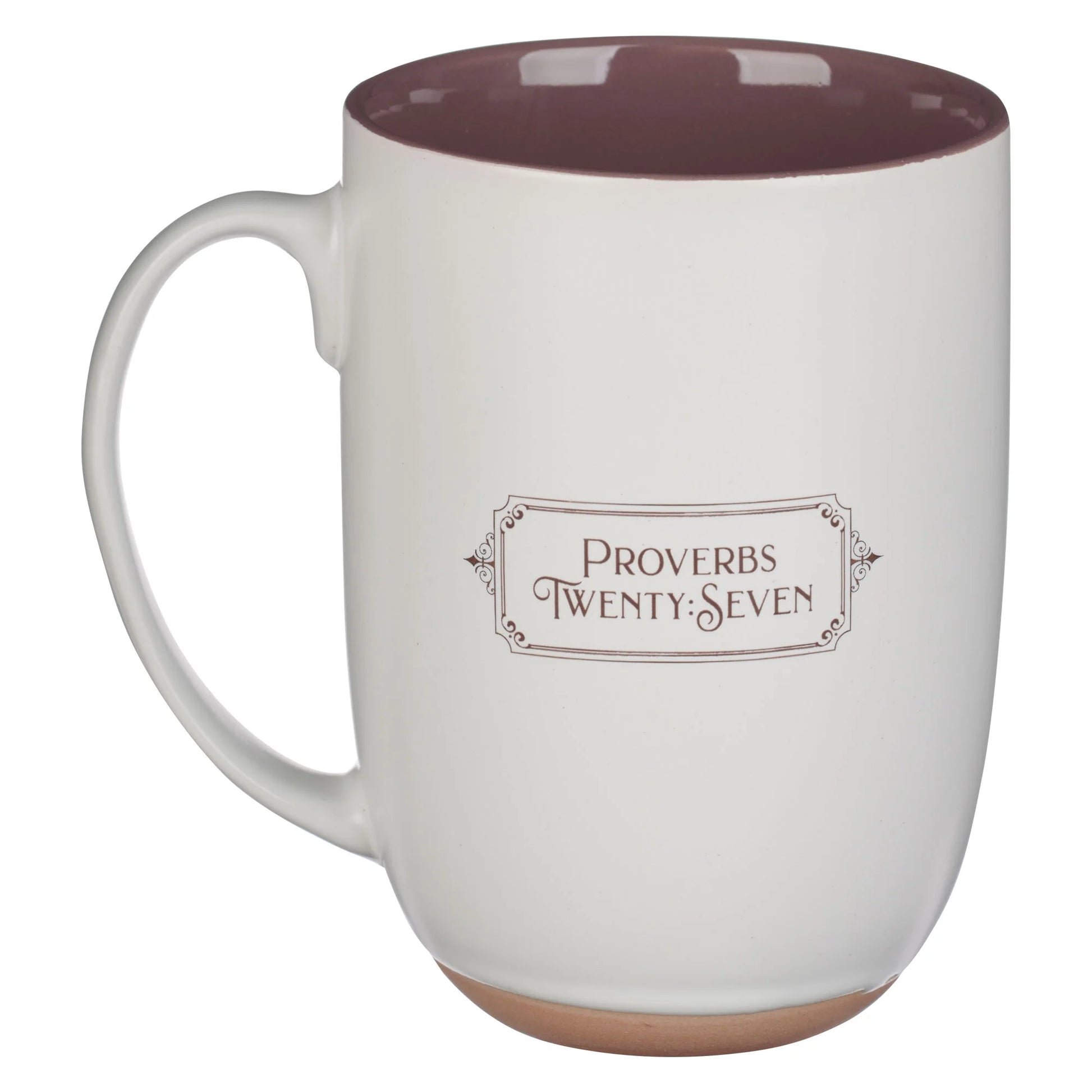 Large Ceramic Coffee & Tea Scripture Mug for Men: Righteous Man - Proverbs 20:7 Inspirational Bible Verse, Non-Toxic/Lead-Free Cup W/Clay Base & Gold Accents, White/Brown, 15 Oz.