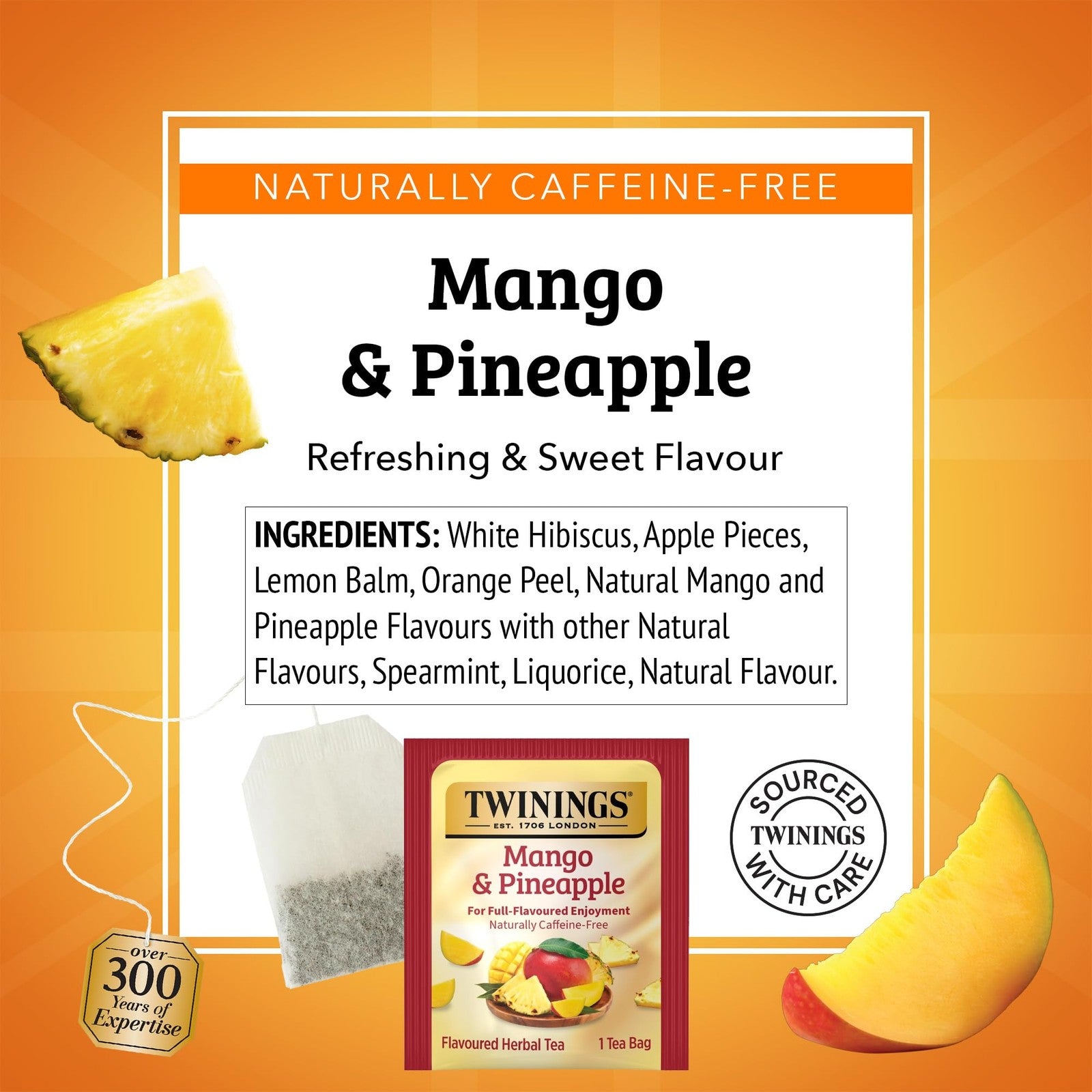 Twinings Mango Pineapple Herbal Tea Caffeine Free 20 Bags