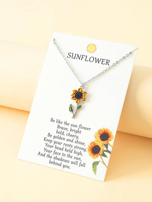 1Pc Sunflower Pendant Necklace Jewelry for Women Gift for Her Necklace