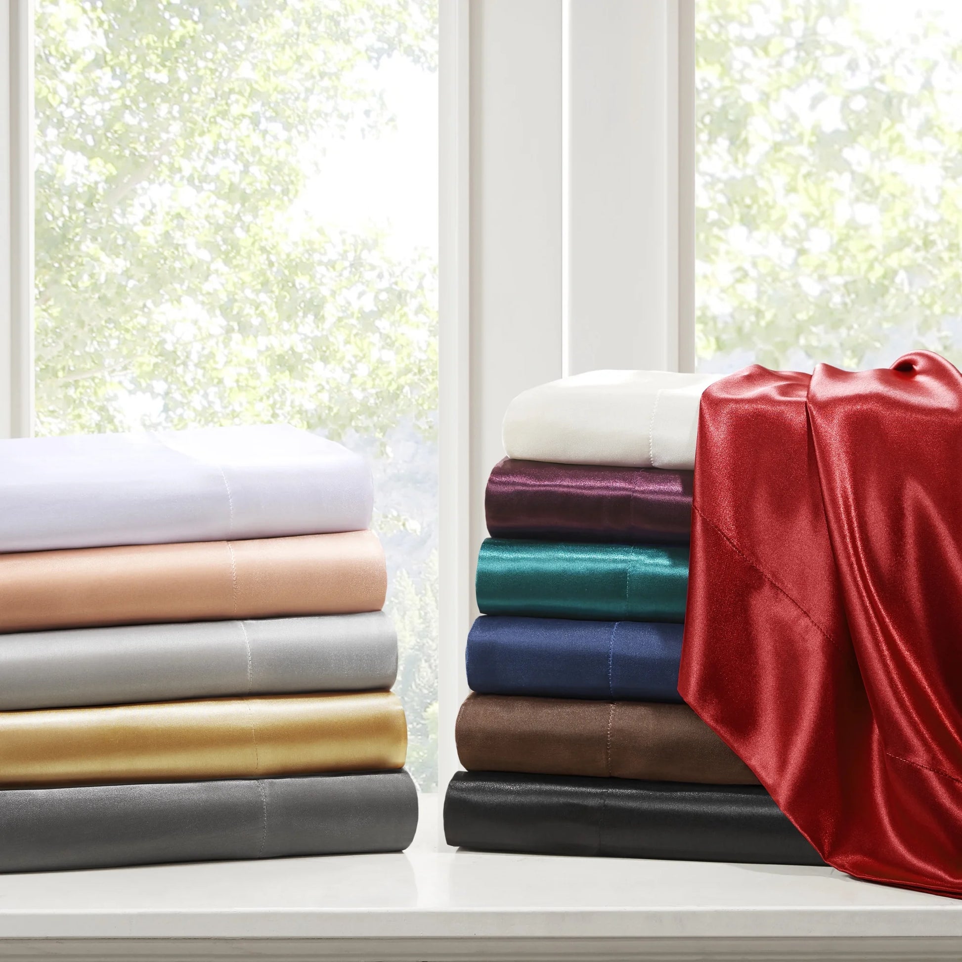 Solid Satin Gray 6 Piece Sheet Set, California King