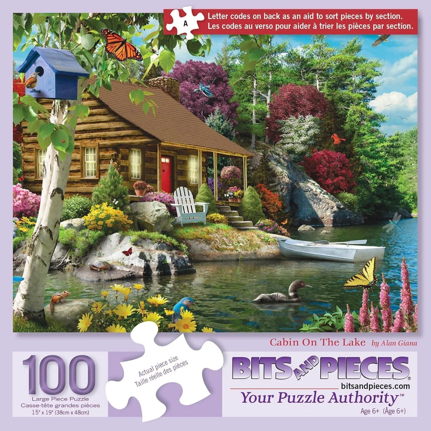 100 Piece Jigsaw Puzzle for Adults “Cabin on the Lake” Large Pieces 15"X19"