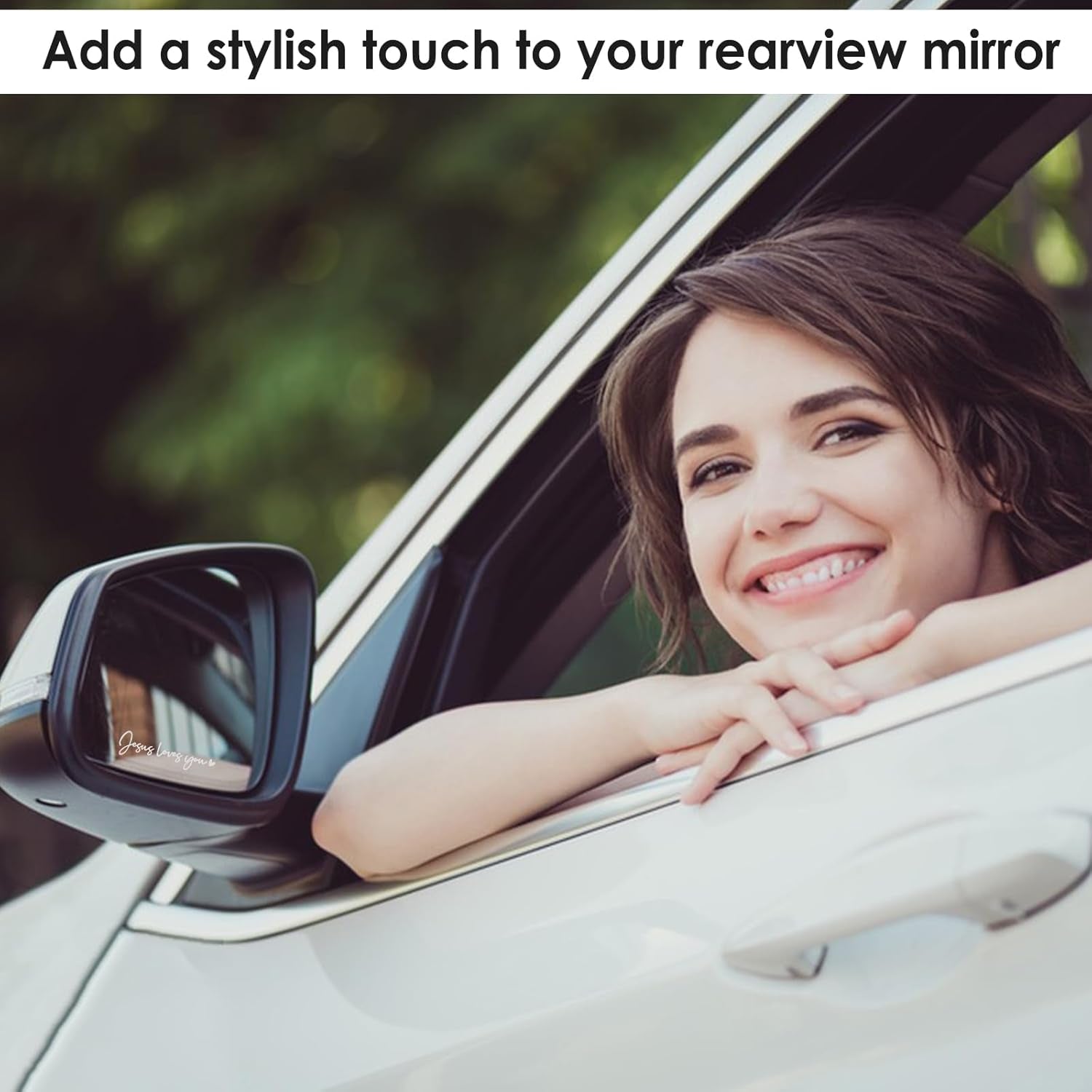 3X Jesus Love You Rear View Mirror Sticker, Rearview Mirror Decal with Heart Car Window Decals Self Affirmations Car Mirror Stickers for Women Water Bottle Laptop Accessories Gifts