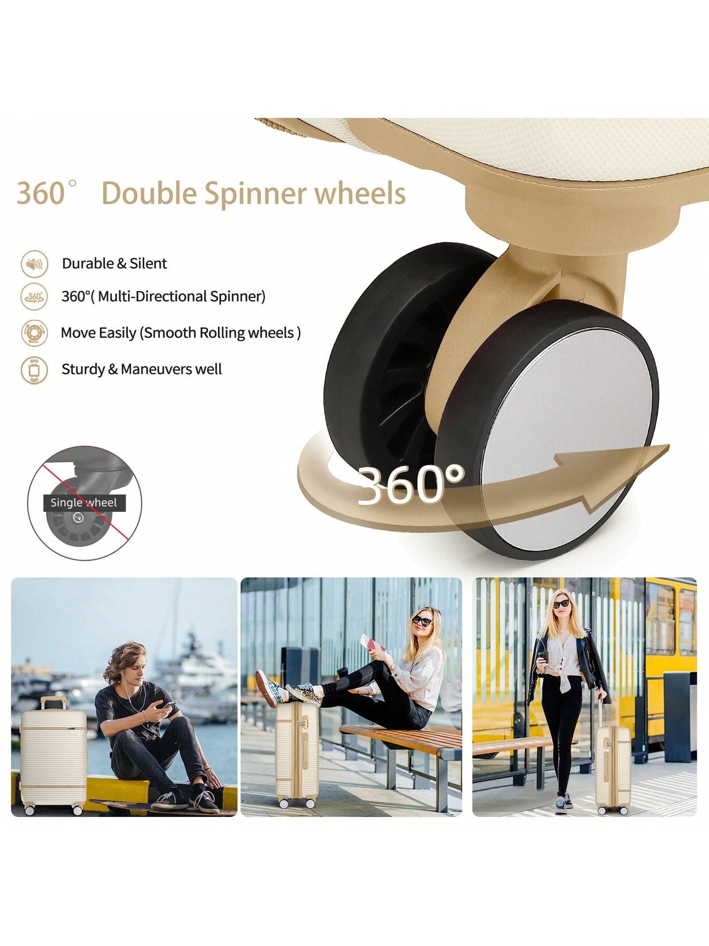 Luggage Sets 6 Piece, Expandable(Only 28 & 24") Luggage Set for Women, Suitcases with 360° Spinner Wheels, Hardside Travel Luggage with Duffel Bag