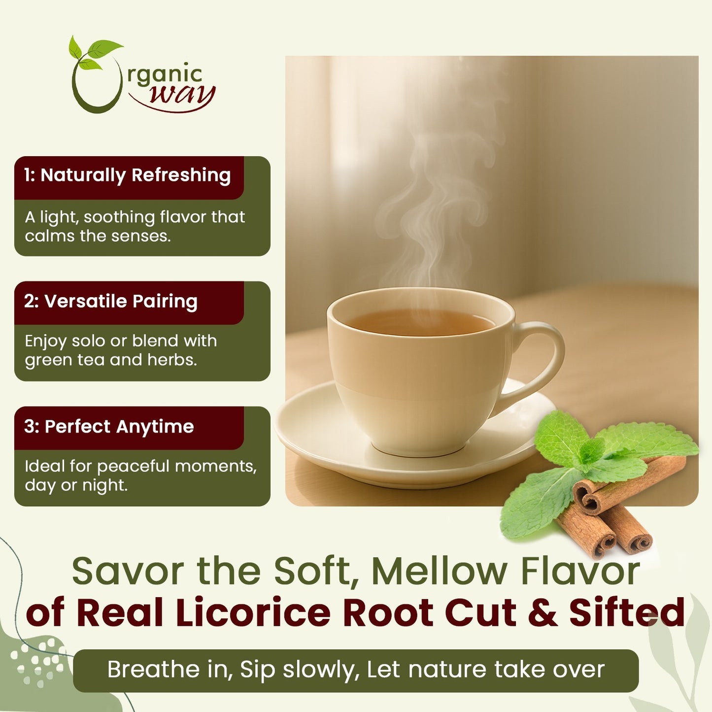 Organic Way Licorice Root Cut & Sifted - Organic, Kosher & USDA Certified