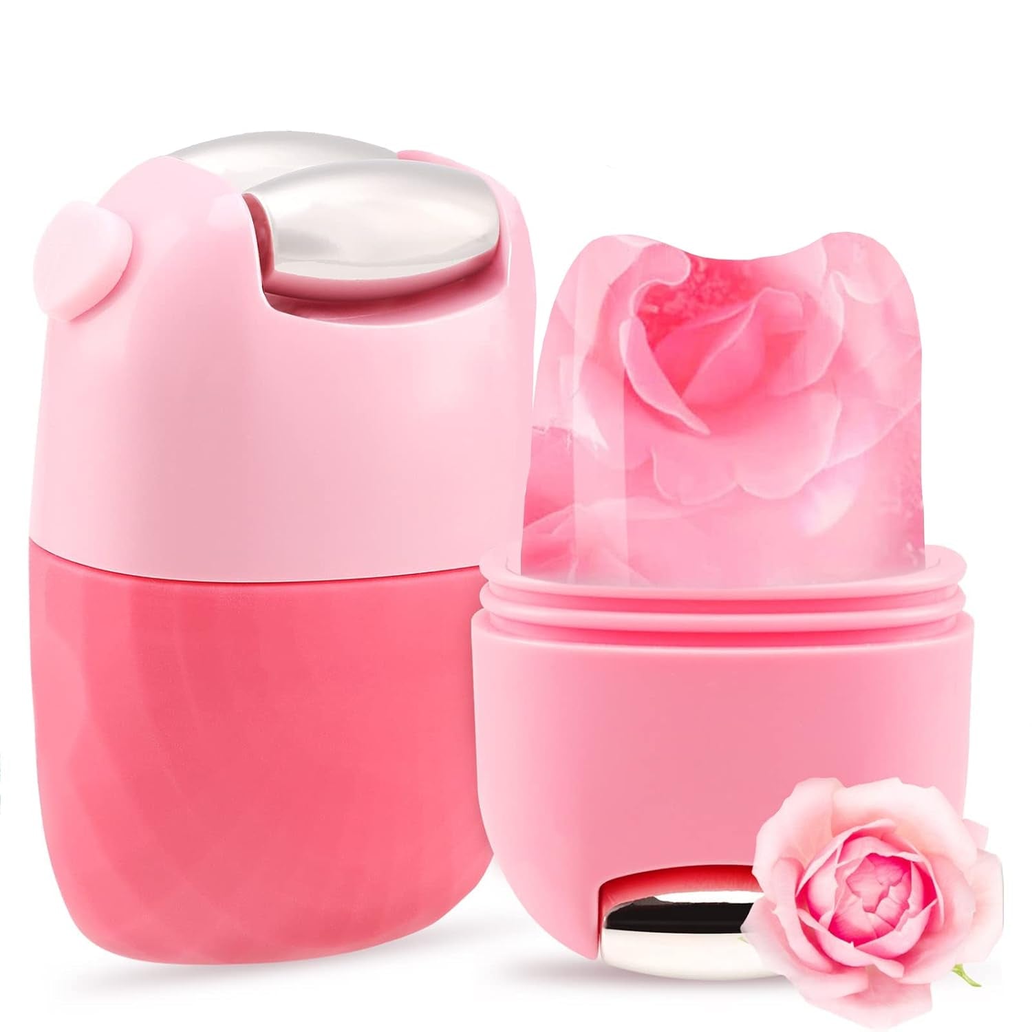 Pink Rose Ice Roller and Face Massager Set