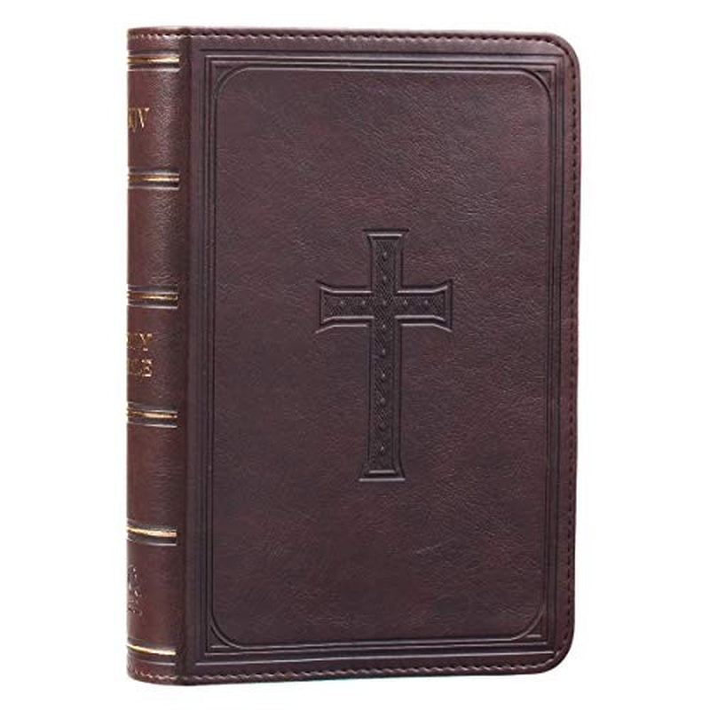 KJV Holy Bible, Large Print Compact, Dark Brown Faux Leather W/Ribbon Marker,