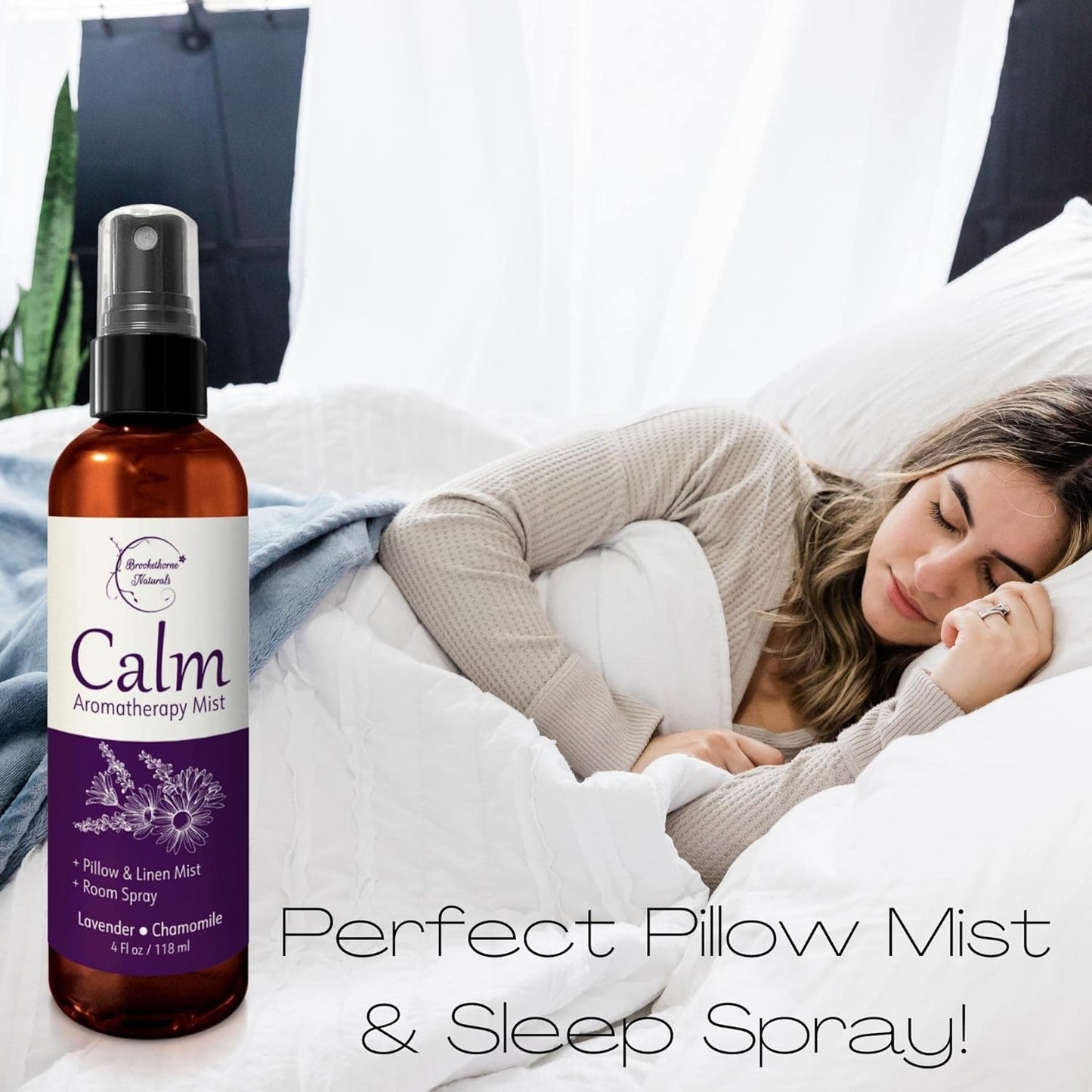 Calm Aromatherapy Mist with Lavender & Chamomile Essential Oil. Natural Sleep & Pillow Spray, Room & Linen Mist. Lavender Spray Air Freshener for Relaxation & Sleep -