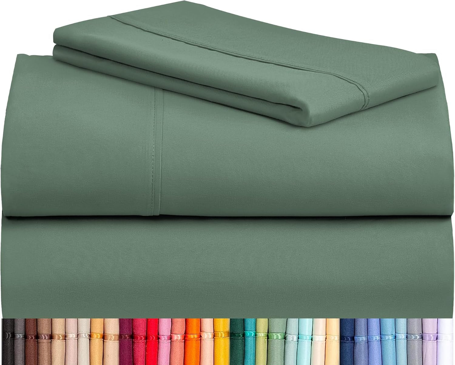 3 PC Sheet Set Sheets Deep Pockets Wrinkle Free Sheets Machine Washable Hotel Bedding Silky Soft - Tree Moss Green Twin