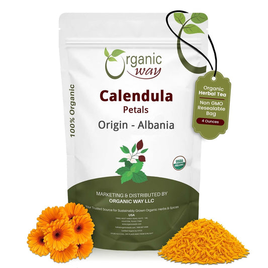 Organic Way Calendula Flower Petals - Herbal Tea | Kosher & USDA Certified