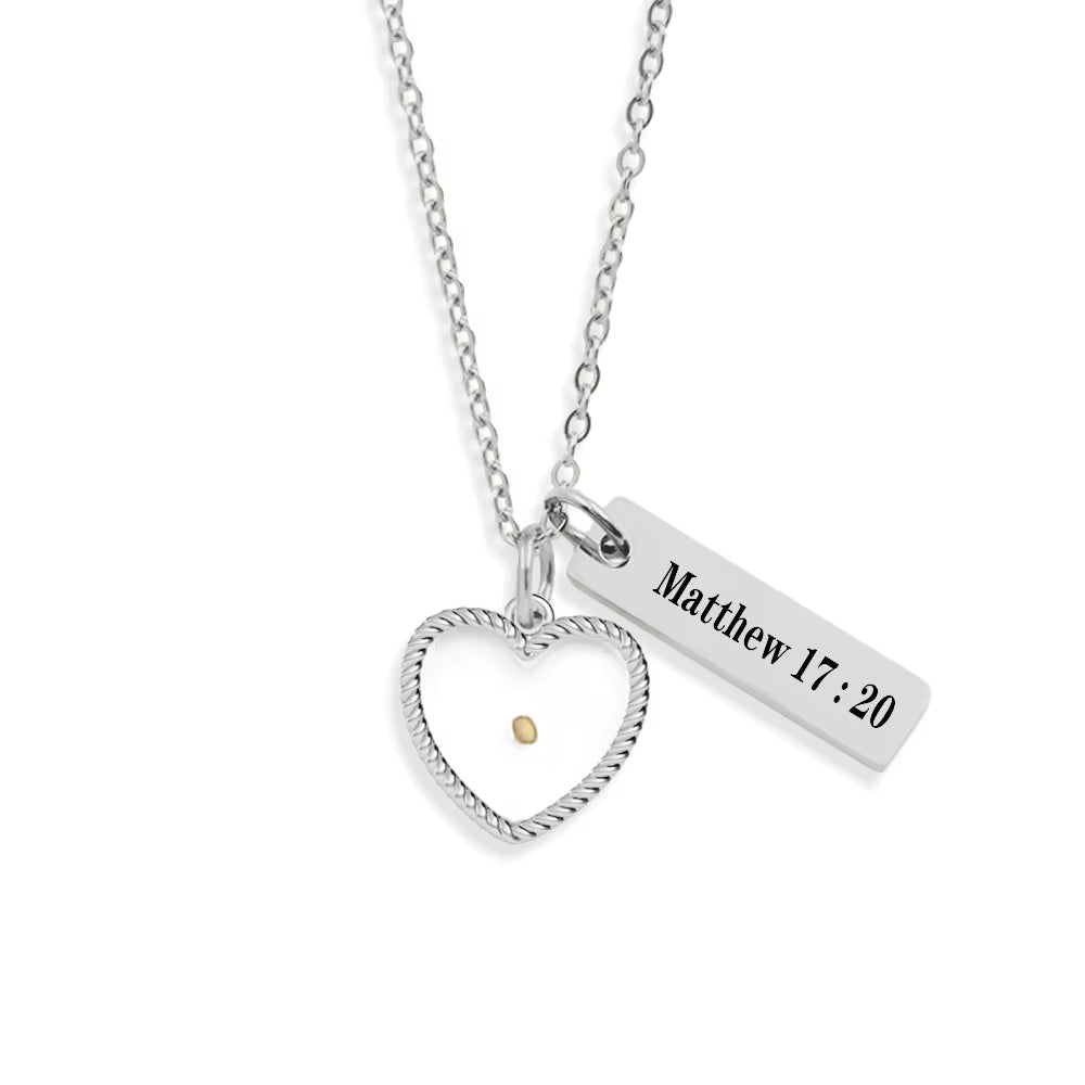 Matthew 17:20 Faith as Small as a Mustard Seed Stainless Steel Pendant Necklaces for Christian Inspirational Jewelry Gifts