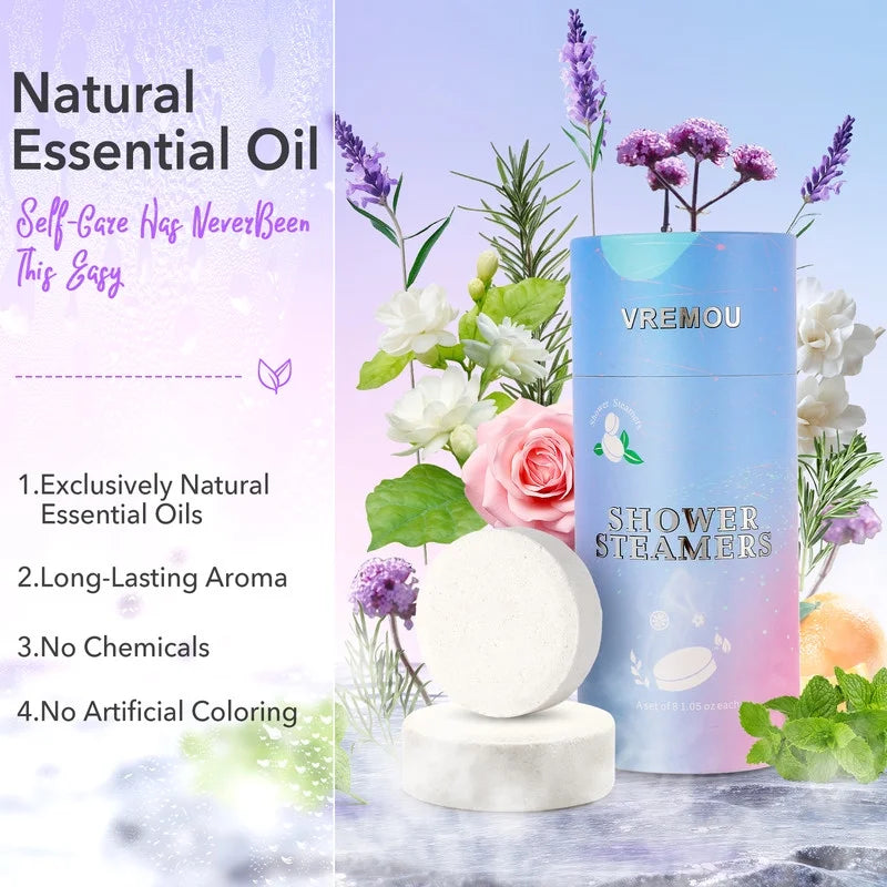 Shower Steamers Aromatherapy - 8 Pcs Shower Bomb with Essential Oil for Home SPA, Self-Care Relaxation, Valentines Day Birthday Gifts for Women