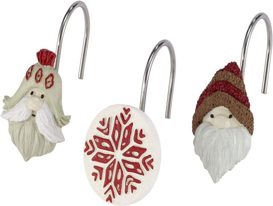 - Shower Curtain Hooks, Resin Bathroom Essentials, Christmas Decorations, Set of 12 (Christmas Gnomes Collection)