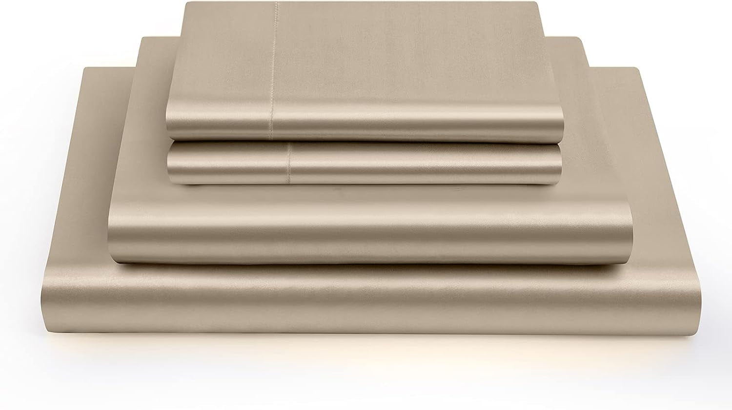 Satin Sheets Queen Size Silky Soft Satin Bed Sheets Taupe Sheet Set, 1 Deep Pocket Fitted Sheet + 1 Flat Sheet + 2 Pillowcases