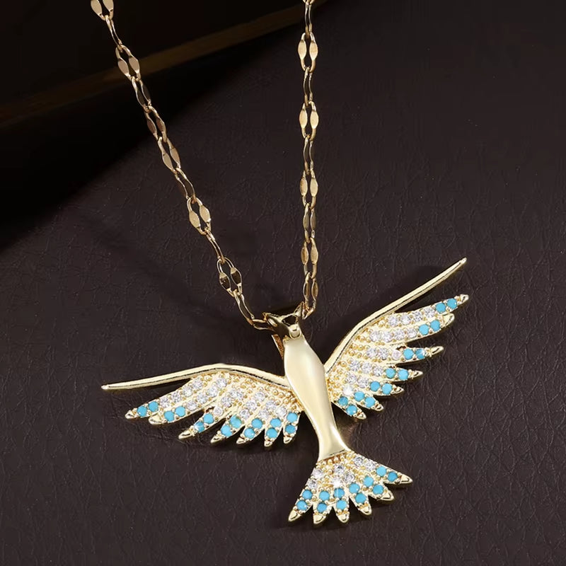 Light Luxury Fashion Personality Phoenix Wings Pendant Necklace for Women Men Temperament Advanced Sense Clavicle Chain Jewelry