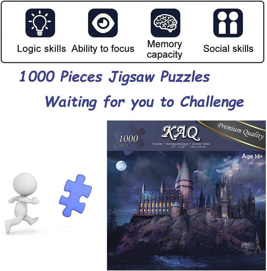 Jigsaw Puzzles for Adults 1000 Pieces Kids Boys Girls,Magic Academy,Intellective Educational Decompression Gift Fun Interesting Family Parent Child Cooperative Game