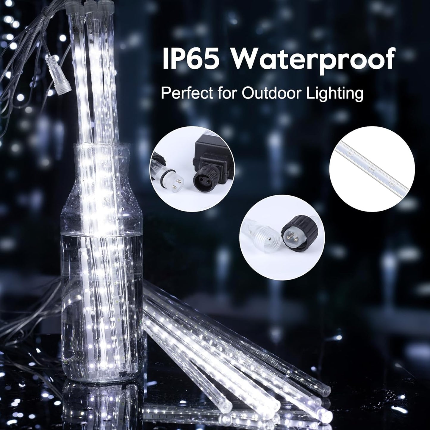 Outdoor Meteor Shower Lights, 24 Tubes 864 LED Waterproof Holiday Decor