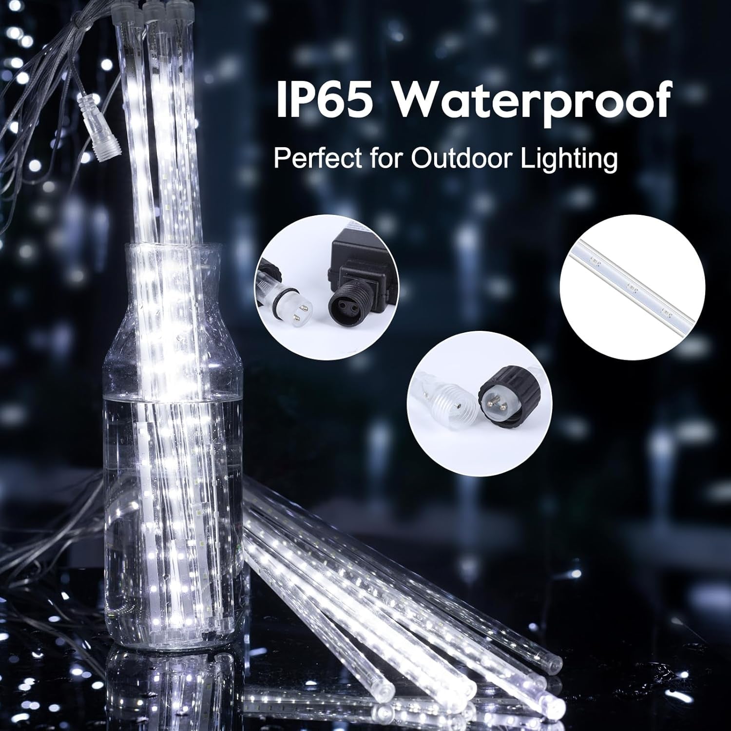 Outdoor Meteor Shower Lights, 24 Tubes 864 LED Waterproof Holiday Decor