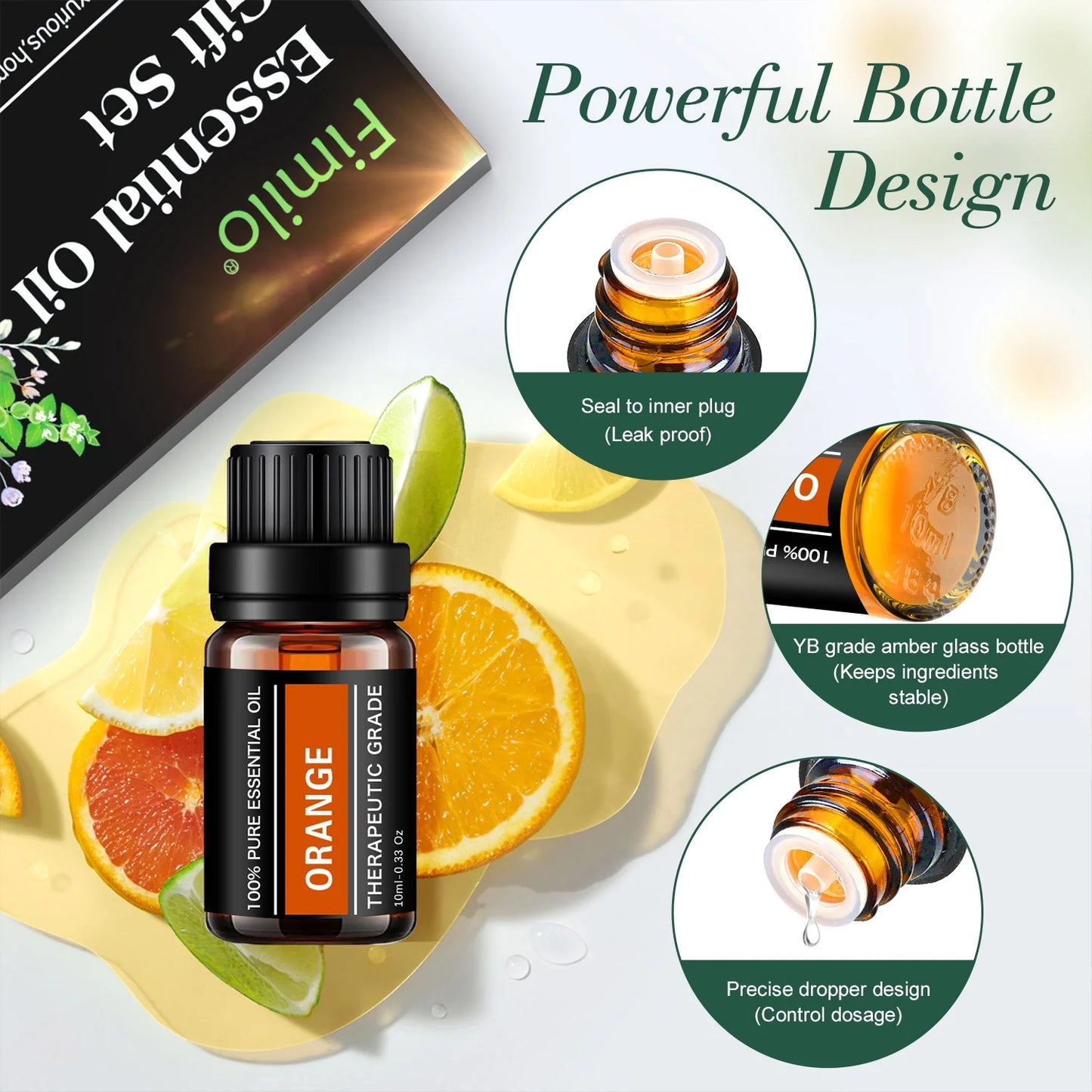 Essential Oils Set, Fragrance Oils Gift Set for Diffuser - Peppermint,Lemongrass,Tea Tree,Rosemary,Lavender,Orange Kit (6 X 10ML)