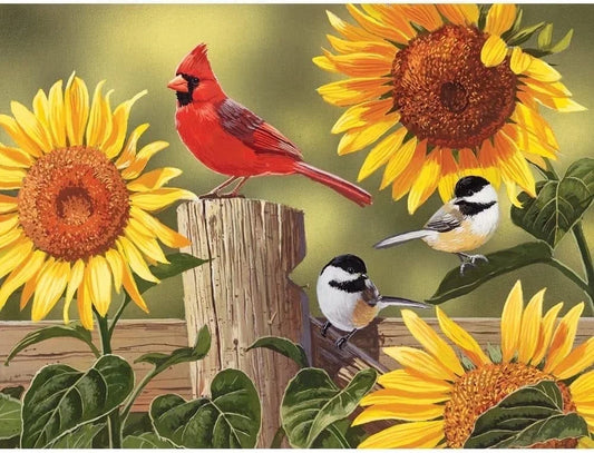 Jigsaw Puzzle Sunflower Songbirds Nature 300 Piece 18" X 24"