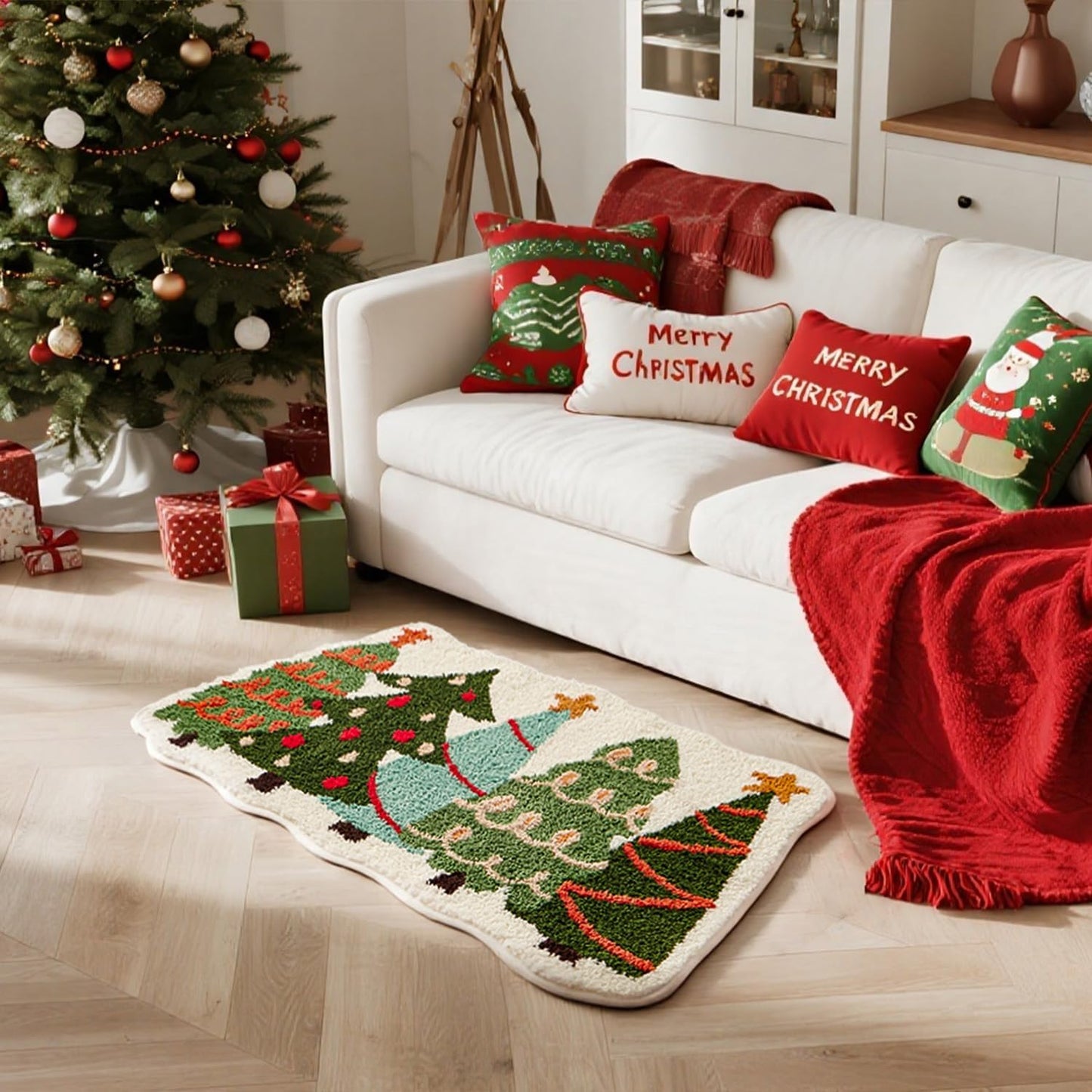 Soft Absorbent Non-Slip Christmas Bathroom Rug, 20"X30", Holiday Decor