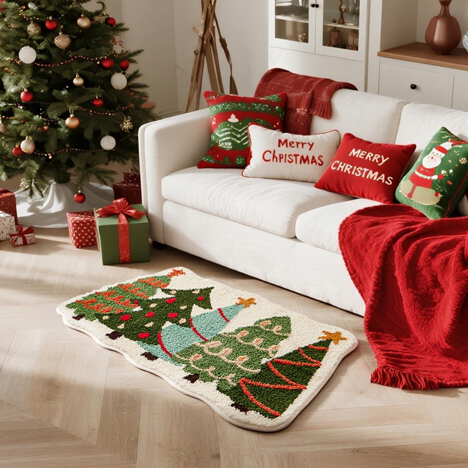Soft Absorbent Non-Slip Christmas Bathroom Rug, 20"X30", Holiday Decor
