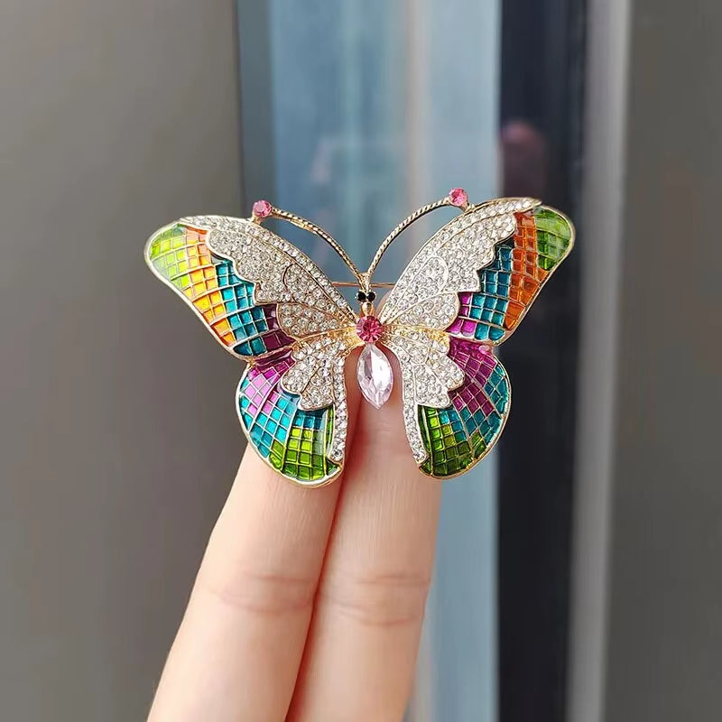Trendy Multicolour Alloy Butterfly Brooches for Women Metal Crystal Insect Brooch Party Birthday Winter Jewelry